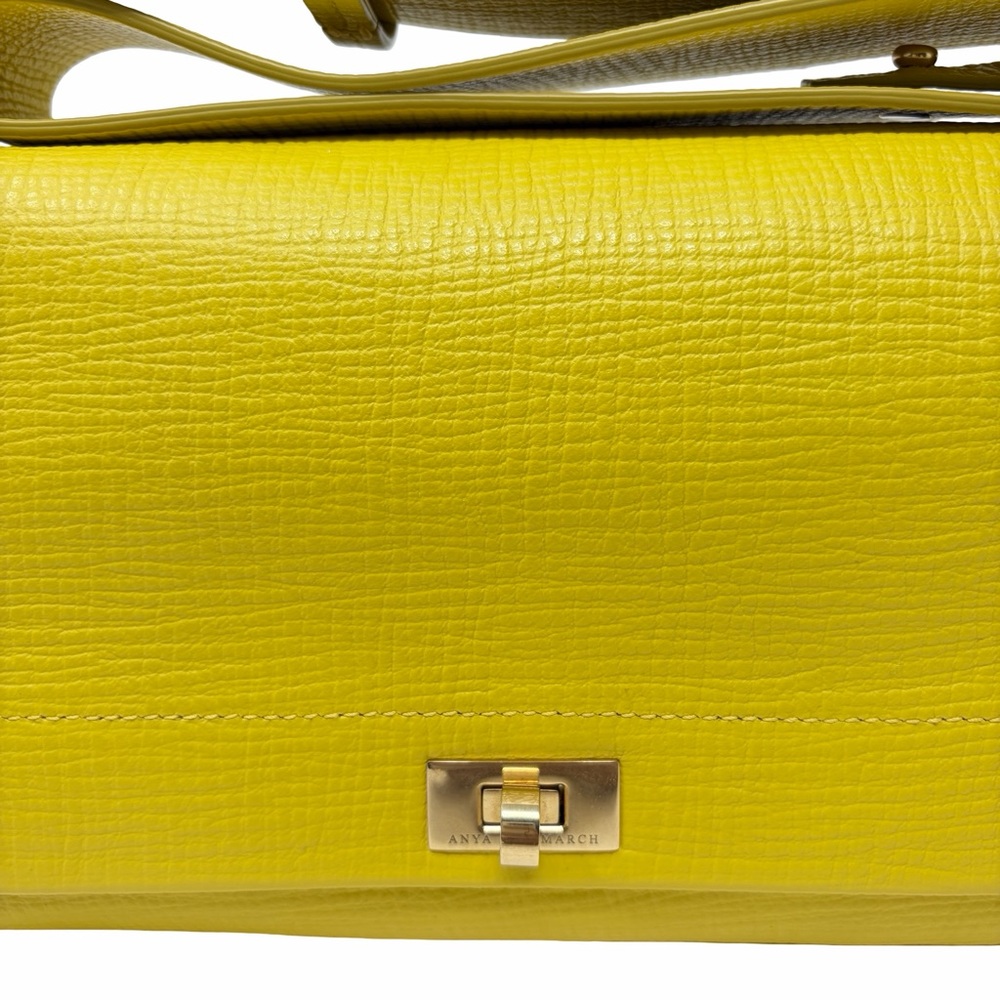 Anya Hindmarch Mortimer Cross-body Crosshatch Calf Leather in Taxi Yellow, NWT - Picture 3 of 14